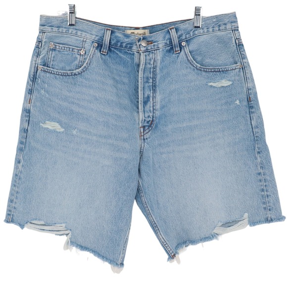 Madewell Pants - Madewell The Essex Long Baggy Denim Shorts Women's Size 31 Distressed Cut Off
